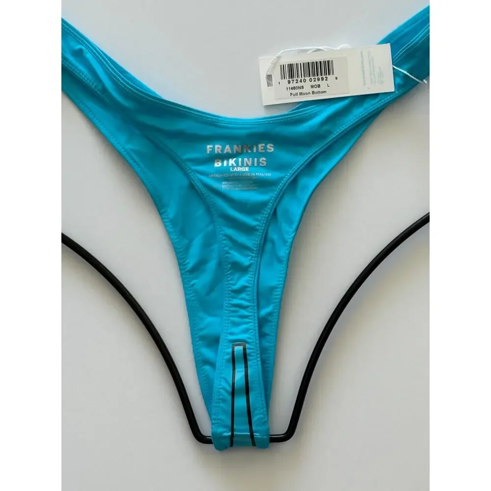 NWT Frankies Bikinis Full Moon Micro Bikini Bottom - Morning Blue - Large